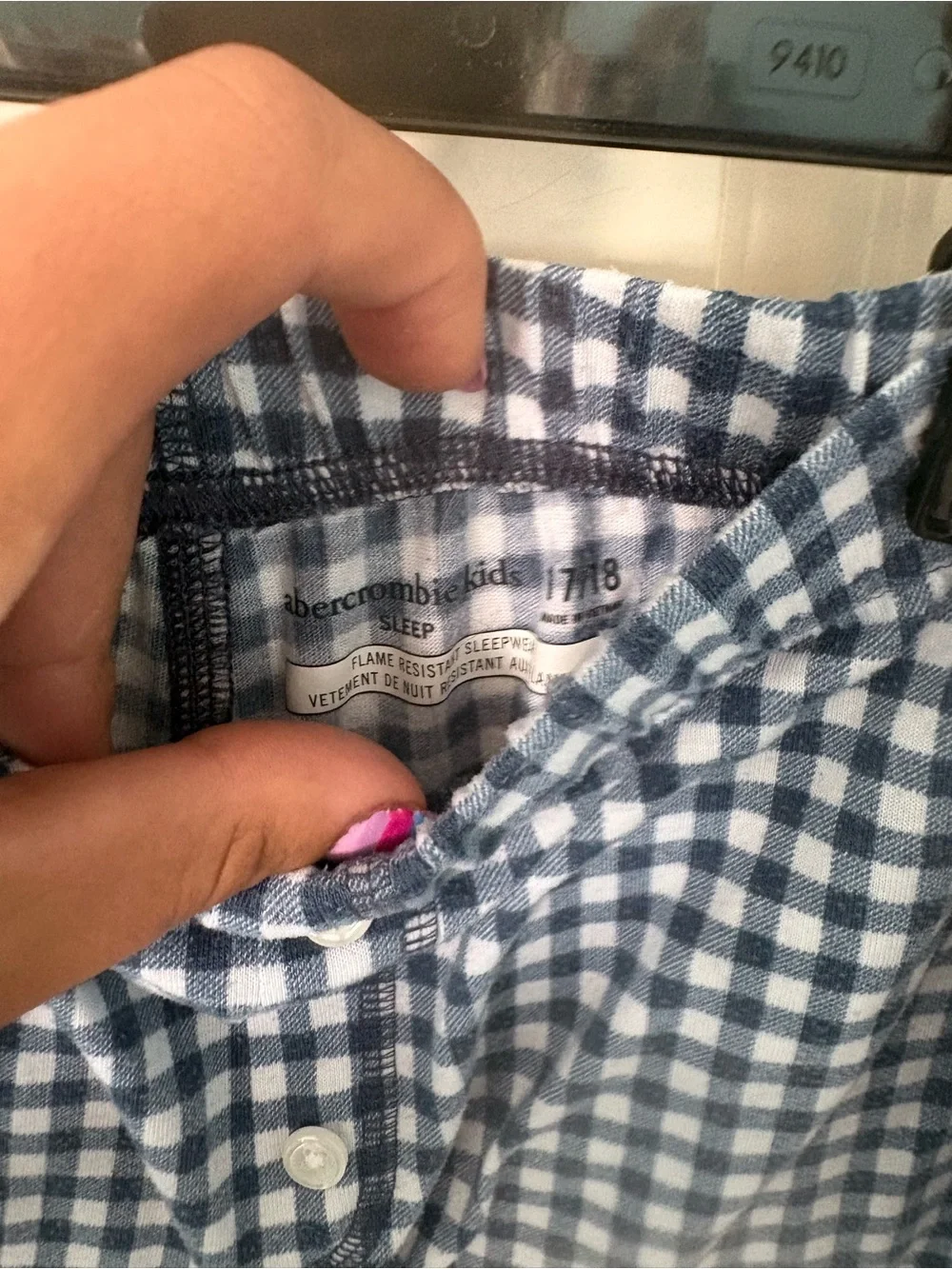 abercrombie kids Blue Gingham Sleep Shorts